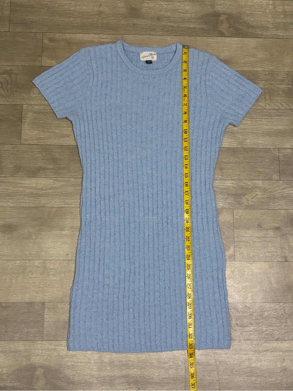 Universal Thread Women Short Sleeve Rib Mini Sweater Dress Blue Size M - Picture 4 of 12